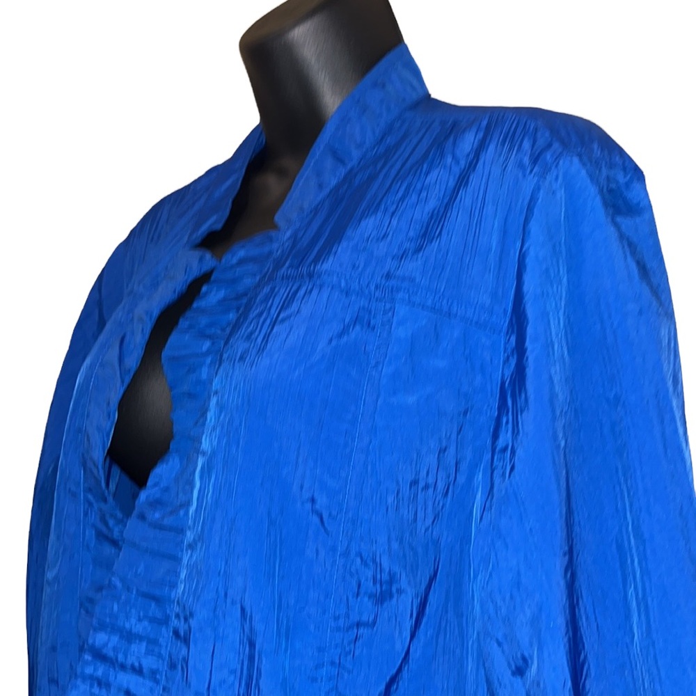 CHICO’S Bright Blue Open Front Crinkle Blazer/Jacket~2